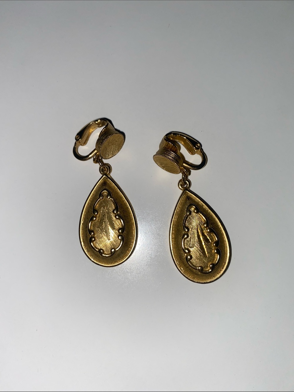 Gold Teardrop Clip-On Earrings - Classic Women's Jewelry